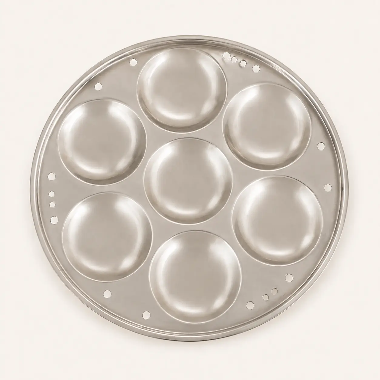 7-Cavity Stainless Steel Idli Plate