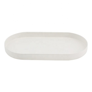 Wholesale Custom Logo Hotel Restaurant Rectangular White Cookie Decoration Metal Serving Tray Rolling Tray