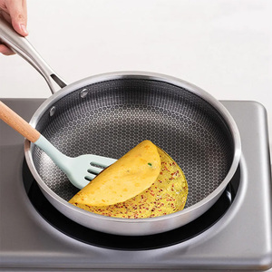 Modern Nonstick Stainless Steel Fry Pan Round Honeycomb Design