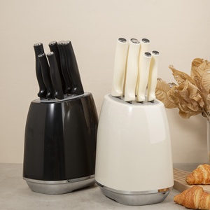 7-Piece Stainless Steel Kitchen Set with Unique Design Holder PP Handle Kitchen Knife Set