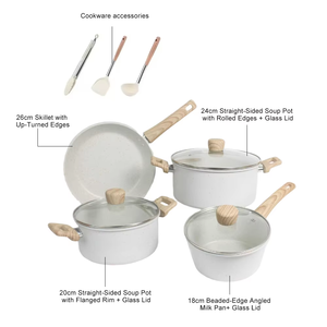 11pcs Carbon Steel Non-stick PFOA Free with Glass Lids Utensils